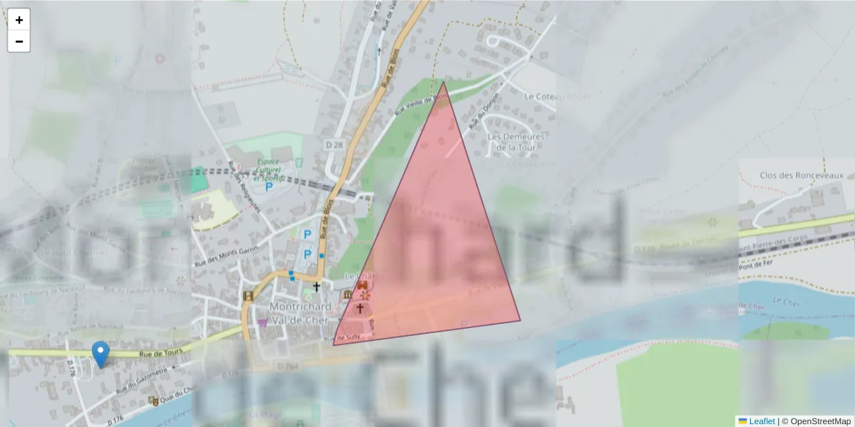 Carte de la zone du code postal  et des codes postaux voisins en France