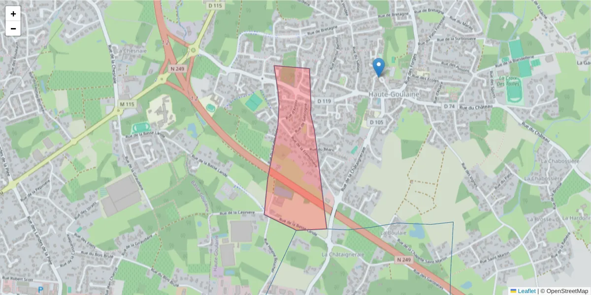 Carte de la zone du code postal  et des codes postaux voisins en France