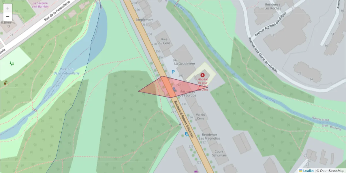 Carte de la zone du code postal  et des codes postaux voisins en France