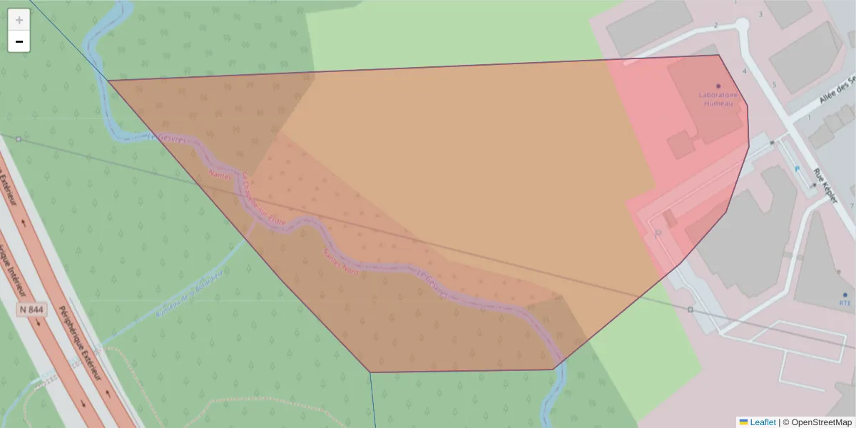 Carte de la zone du code postal  et des codes postaux voisins en France