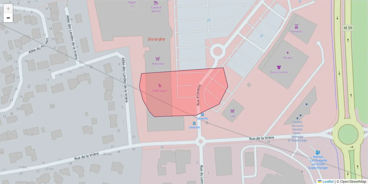 Carte de la zone du code postal  et des codes postaux voisins en France