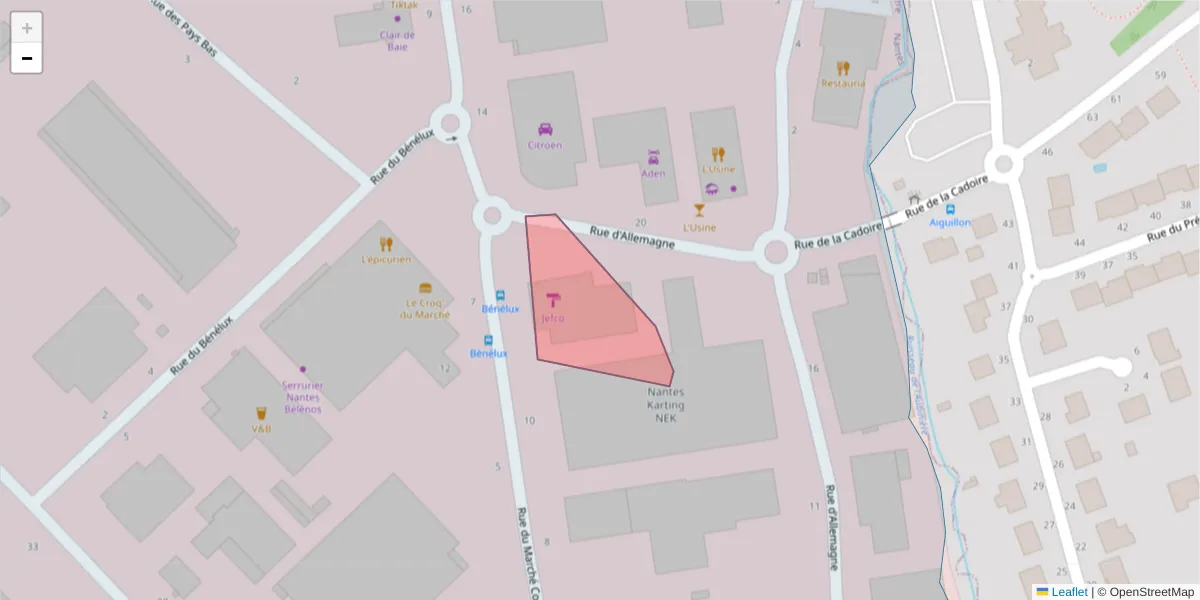 Carte de la zone du code postal  et des codes postaux voisins en France