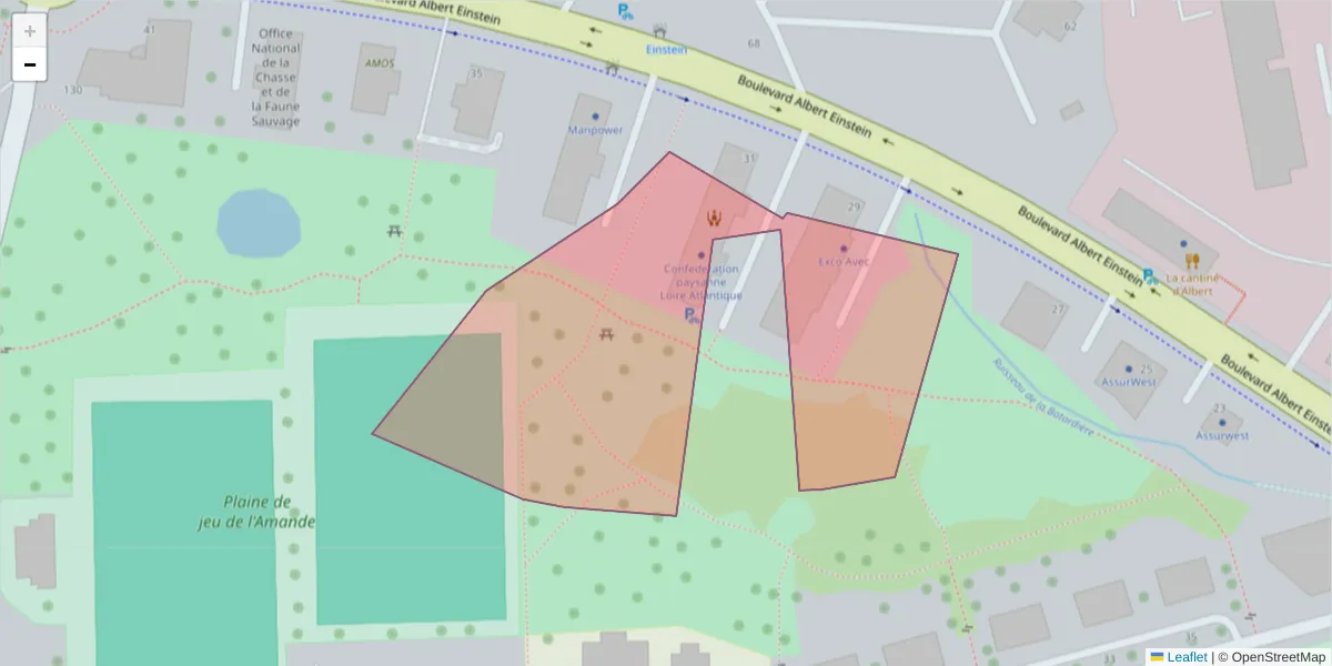 Carte de la zone du code postal  et des codes postaux voisins en France