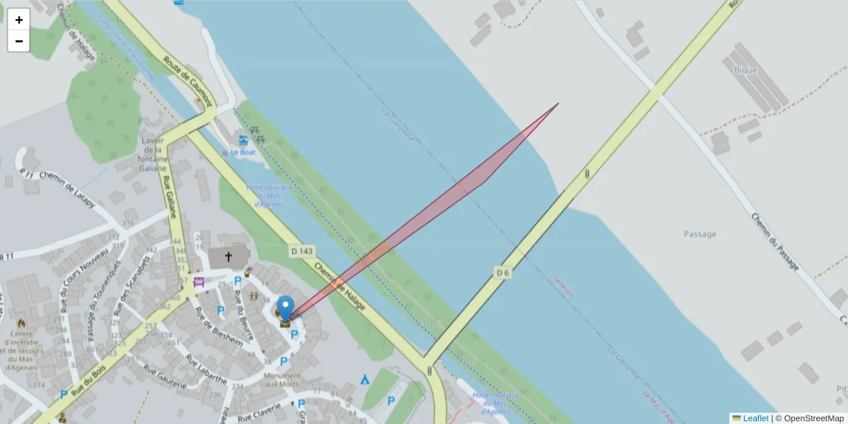 Carte de la zone du code postal  et des codes postaux voisins en France