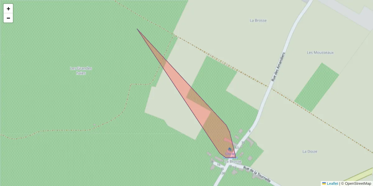 Carte de la zone du code postal  et des codes postaux voisins en France