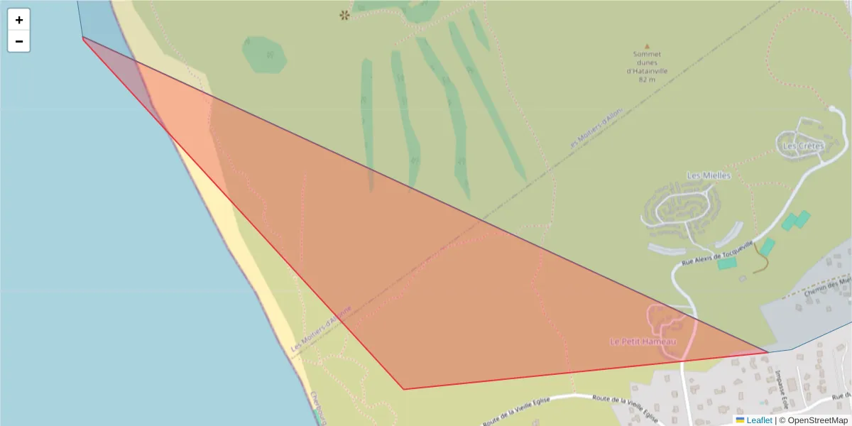 Carte de la zone du code postal  et des codes postaux voisins en France