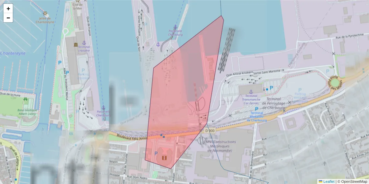 Carte de la zone du code postal  et des codes postaux voisins en France