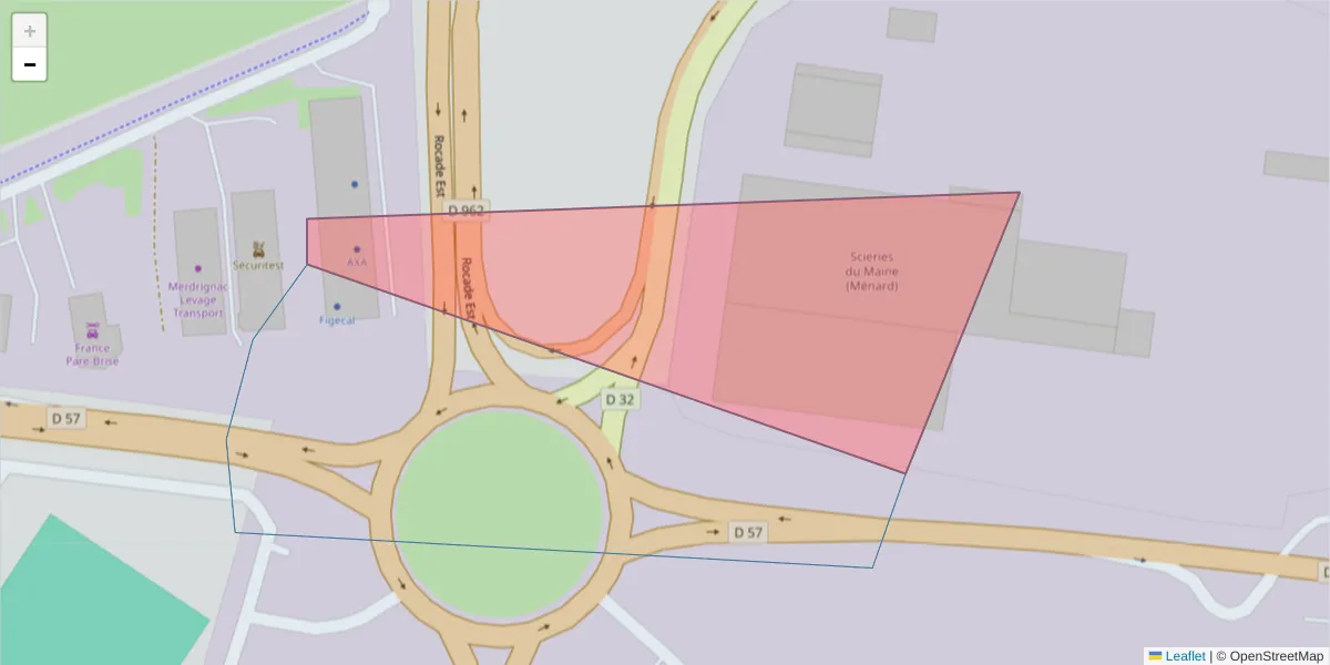 Carte de la zone du code postal  et des codes postaux voisins en France