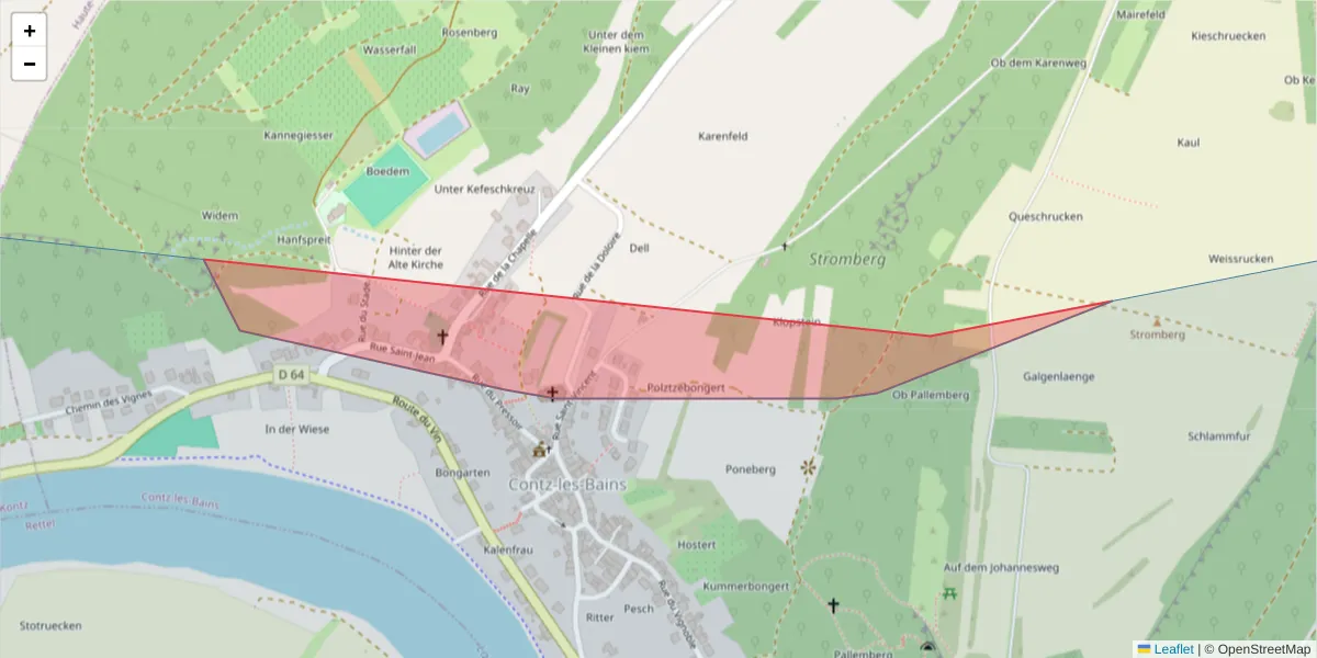 Carte de la zone du code postal  et des codes postaux voisins en France