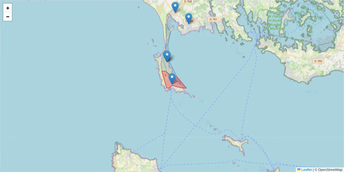 Carte de la zone du code postal  et des codes postaux voisins en France
