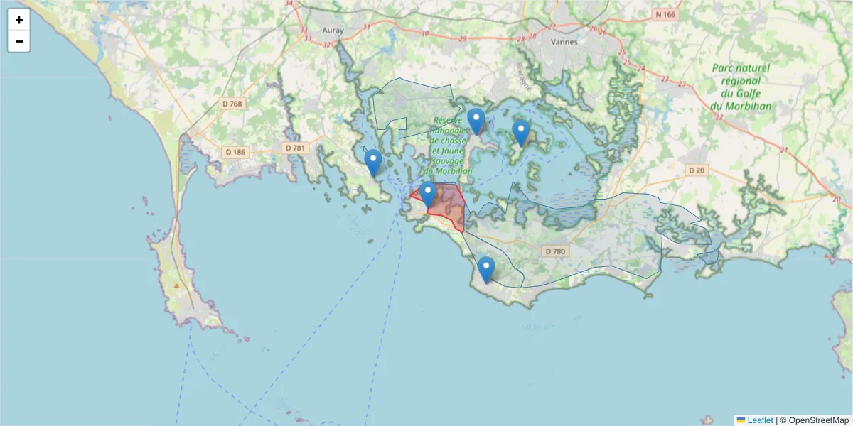 Carte de la zone du code postal  et des codes postaux voisins en France