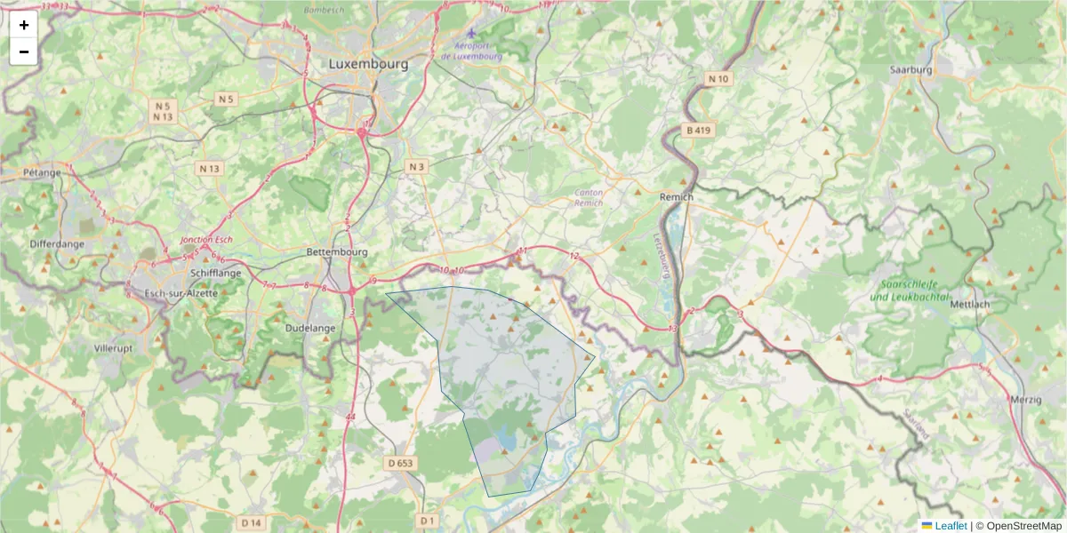 Carte de la zone du code postal  et des codes postaux voisins en France