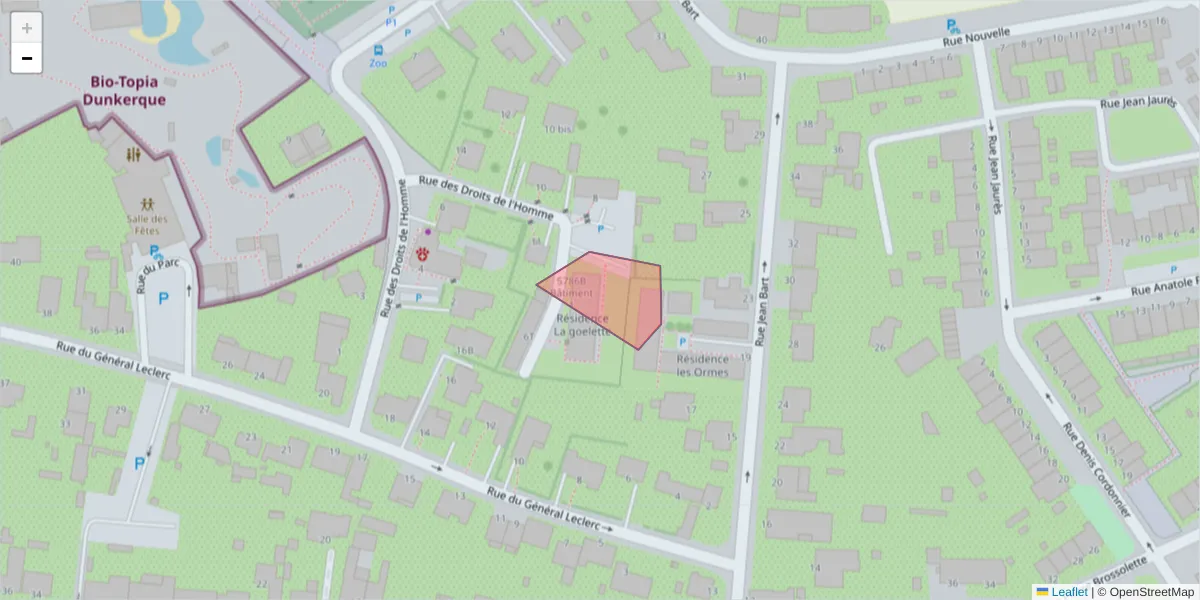 Carte de la zone du code postal  et des codes postaux voisins en France