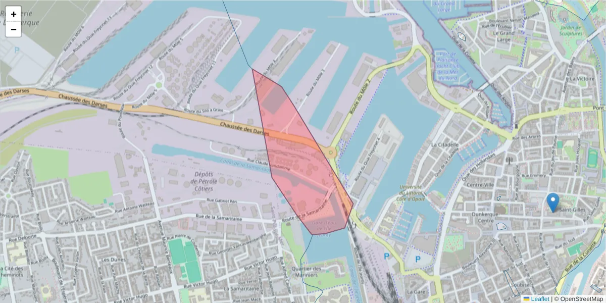 Carte de la zone du code postal  et des codes postaux voisins en France