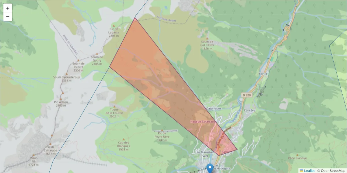 Carte de la zone du code postal  et des codes postaux voisins en France
