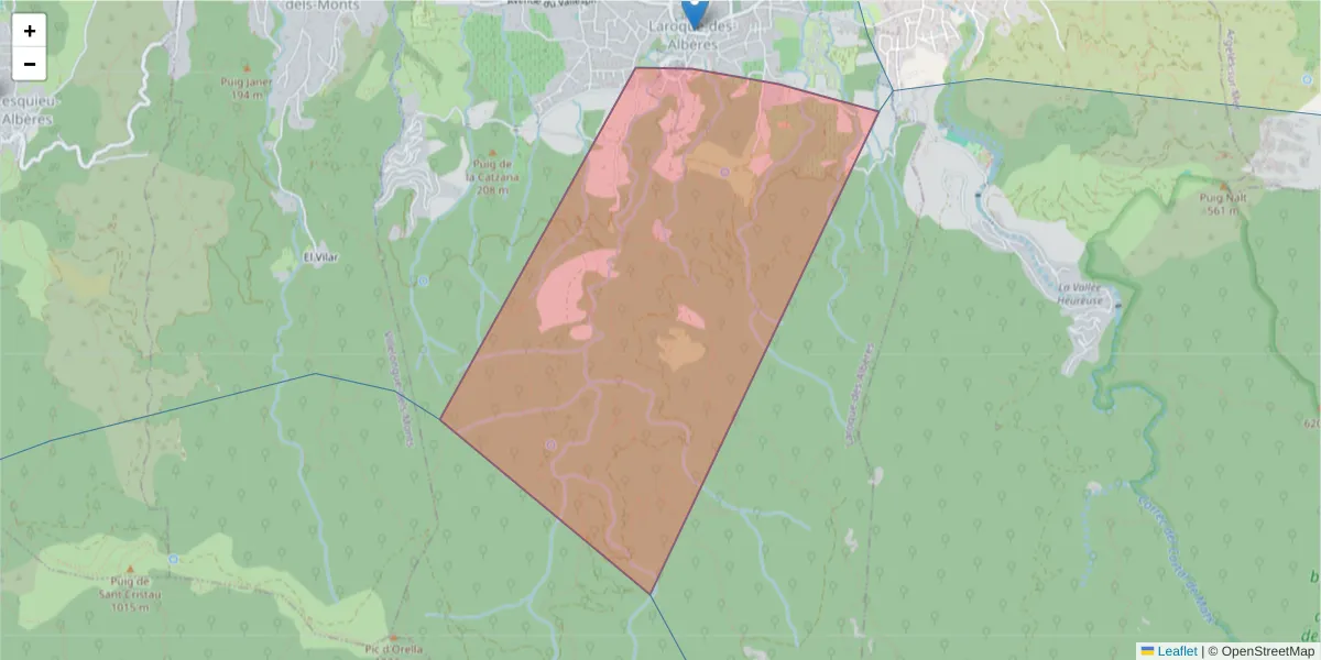 Carte de la zone du code postal  et des codes postaux voisins en France