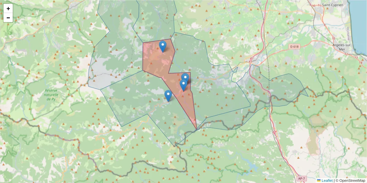 Carte de la zone du code postal  et des codes postaux voisins en France