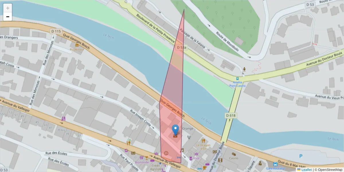 Carte de la zone du code postal  et des codes postaux voisins en France