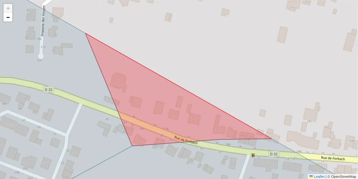 Carte de la zone du code postal  et des codes postaux voisins en France