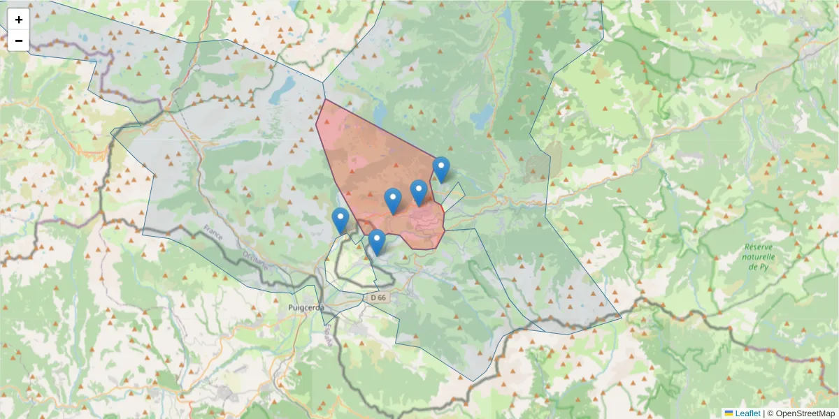 Carte de la zone du code postal  et des codes postaux voisins en France