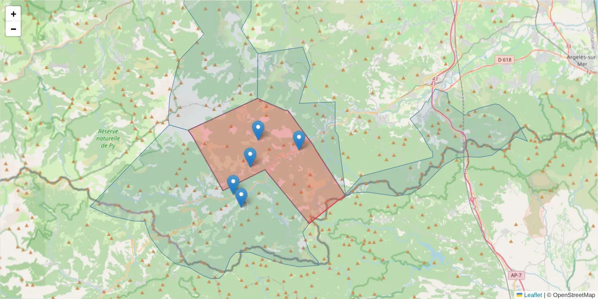 Carte de la zone du code postal  et des codes postaux voisins en France