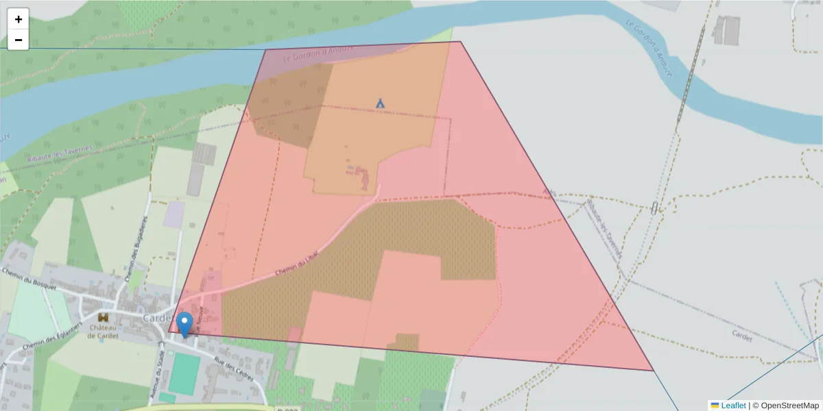 Carte de la zone du code postal  et des codes postaux voisins en France
