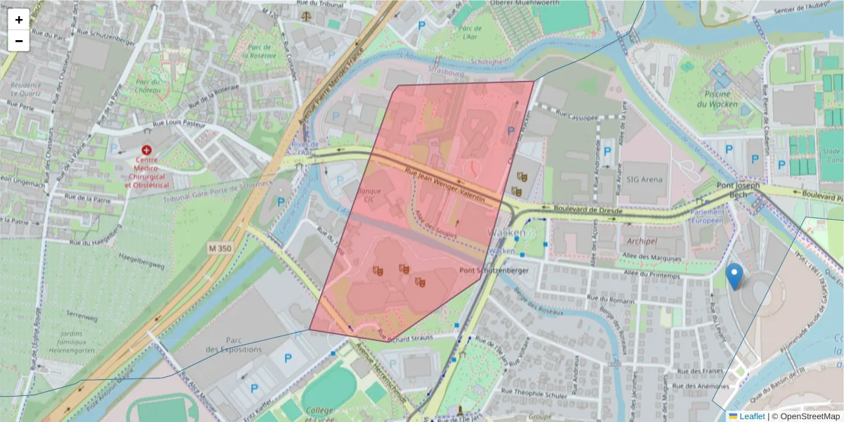 Carte de la zone du code postal  et des codes postaux voisins en France