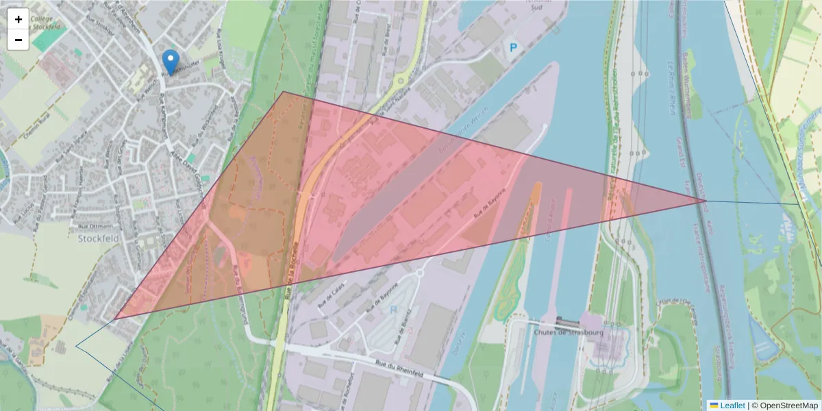Carte de la zone du code postal  et des codes postaux voisins en France