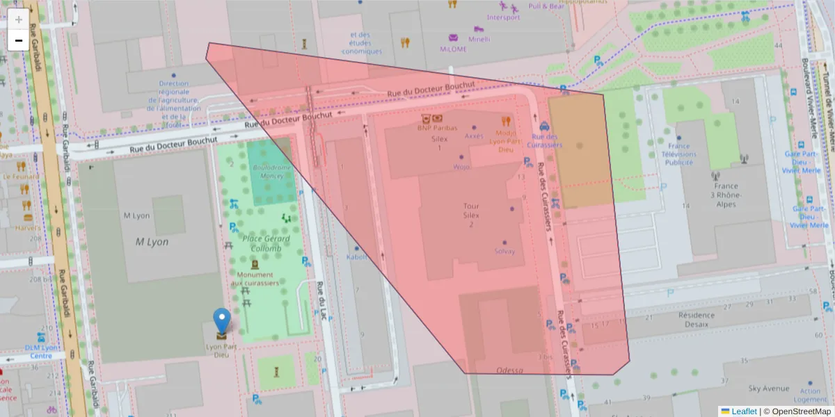 Carte de la zone du code postal  et des codes postaux voisins en France