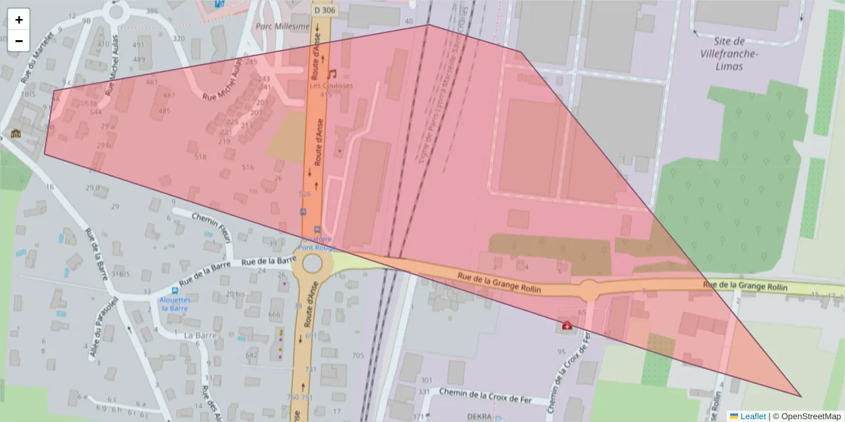 Carte de la zone du code postal  et des codes postaux voisins en France
