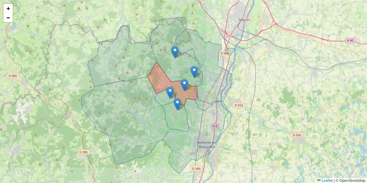 Carte de la zone du code postal  et des codes postaux voisins en France