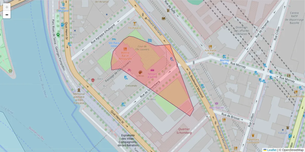 Carte de la zone du code postal  et des codes postaux voisins en France