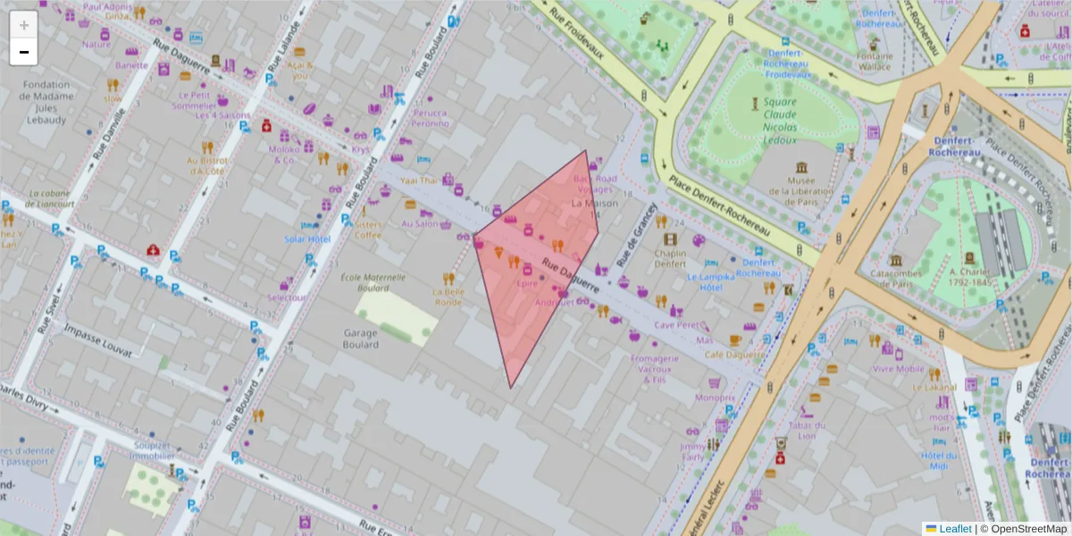 Carte de la zone du code postal  et des codes postaux voisins en France