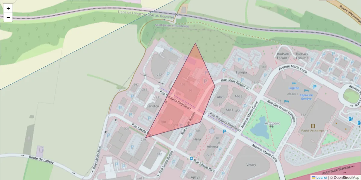 Carte de la zone du code postal  et des codes postaux voisins en France