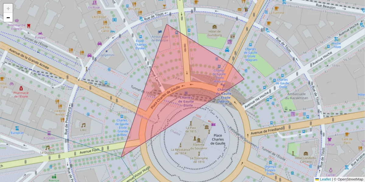 Carte de la zone du code postal  et des codes postaux voisins en France