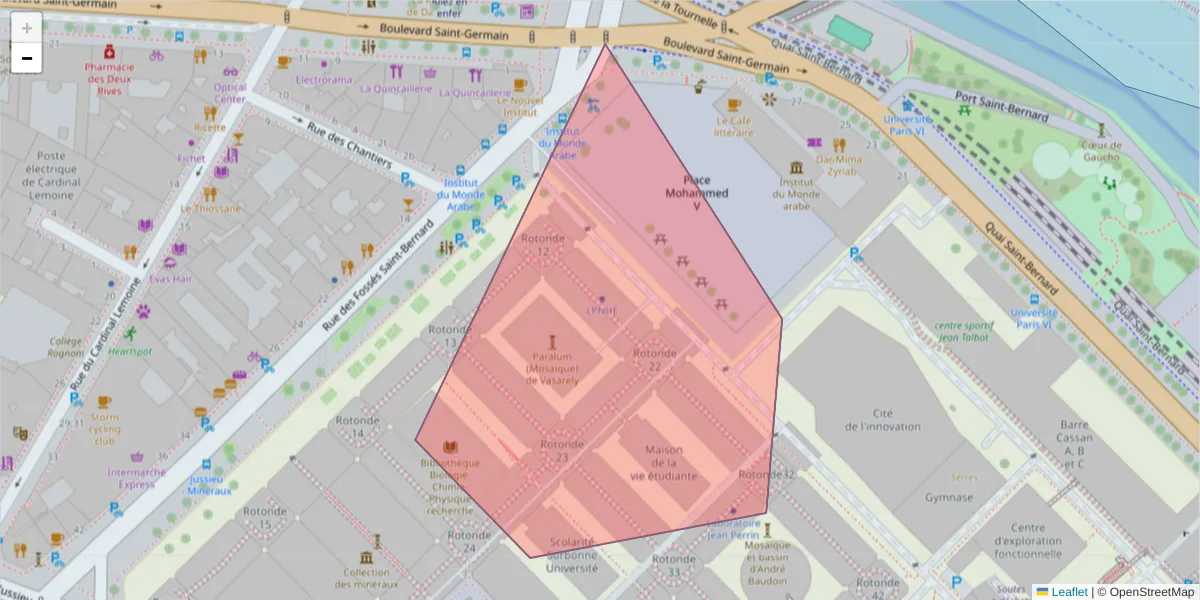 Carte de la zone du code postal  et des codes postaux voisins en France