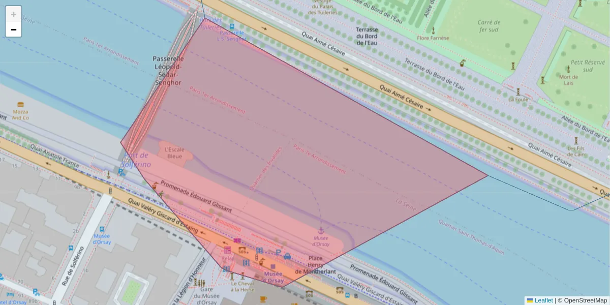 Carte de la zone du code postal  et des codes postaux voisins en France