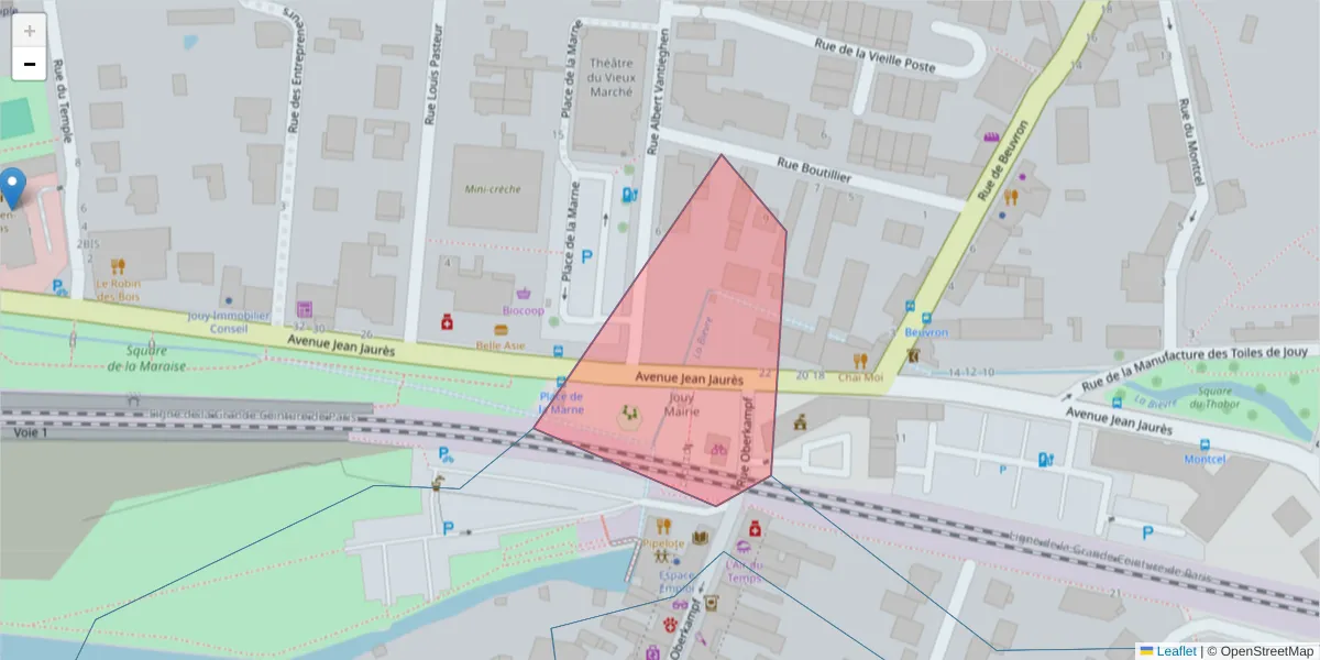 Carte de la zone du code postal  et des codes postaux voisins en France