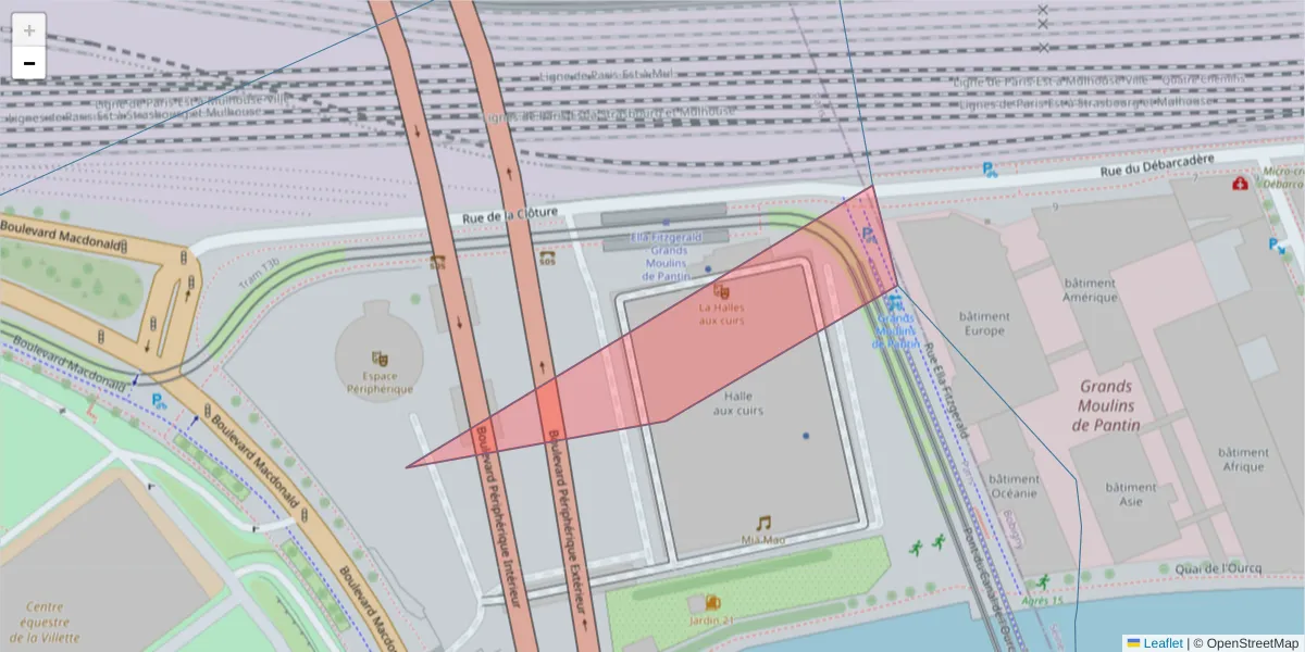 Carte de la zone du code postal  et des codes postaux voisins en France
