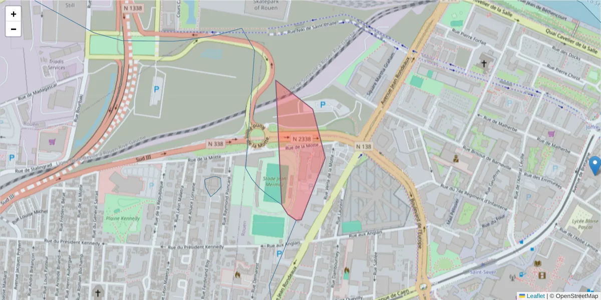 Carte de la zone du code postal  et des codes postaux voisins en France