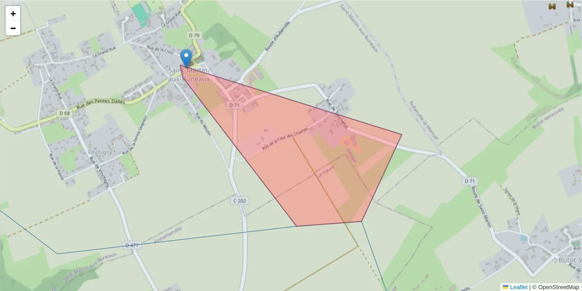Carte de la zone du code postal  et des codes postaux voisins en France