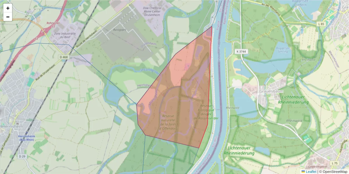 Carte de la zone du code postal  et des codes postaux voisins en France