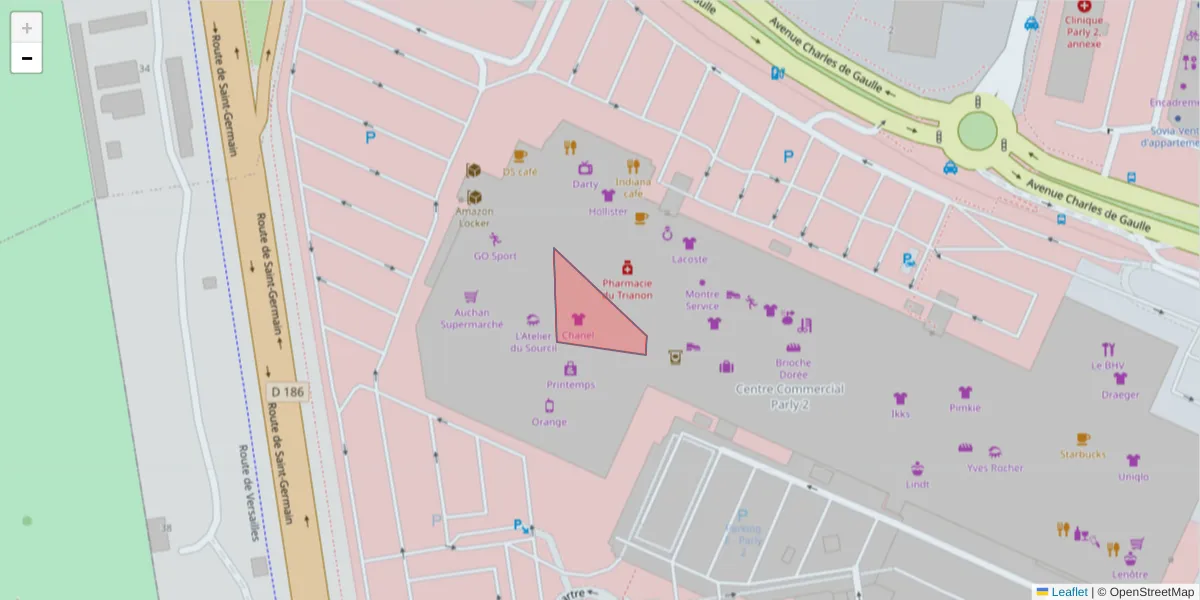 Carte de la zone du code postal  et des codes postaux voisins en France