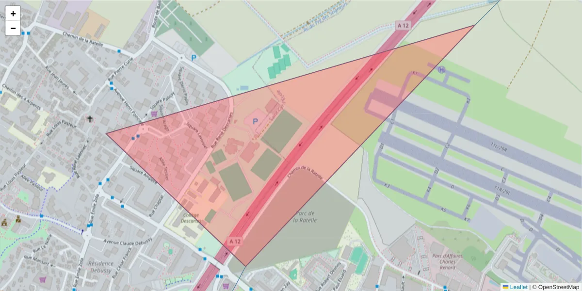 Carte de la zone du code postal  et des codes postaux voisins en France