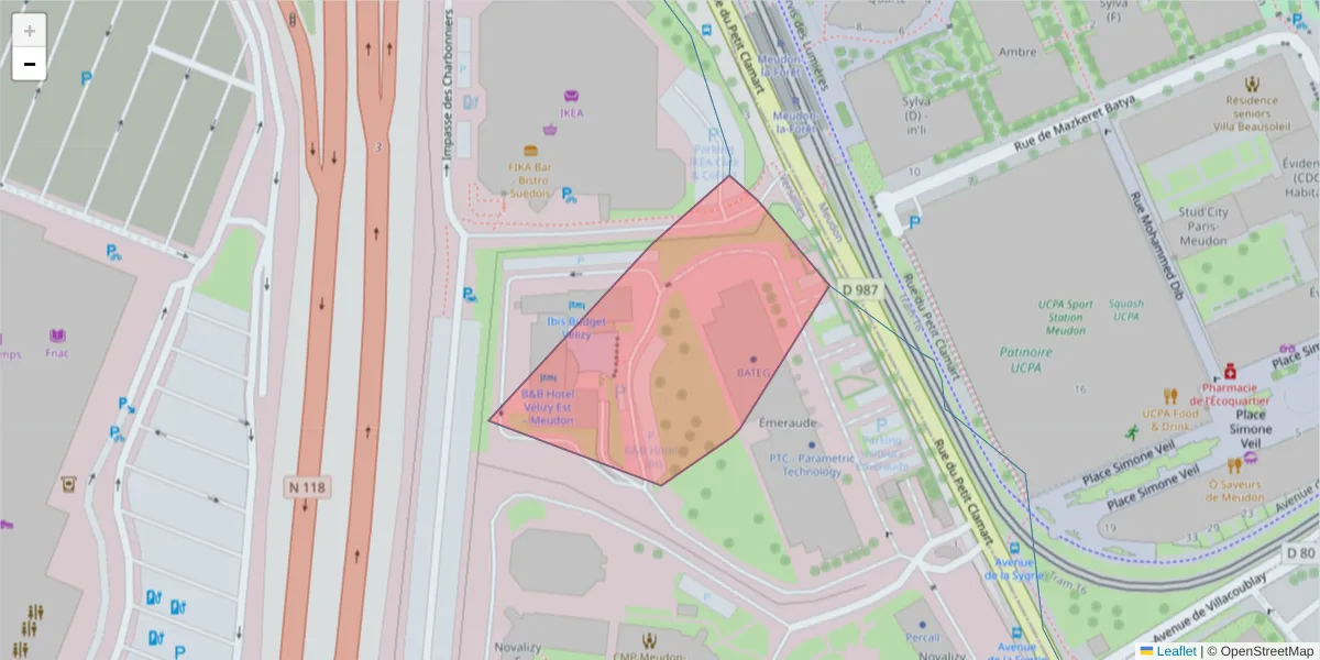 Carte de la zone du code postal  et des codes postaux voisins en France