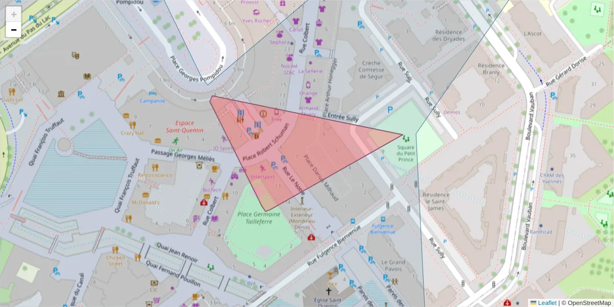 Carte de la zone du code postal  et des codes postaux voisins en France