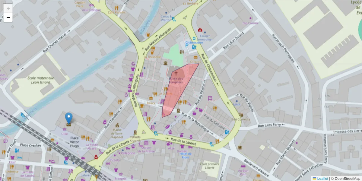 Carte de la zone du code postal  et des codes postaux voisins en France