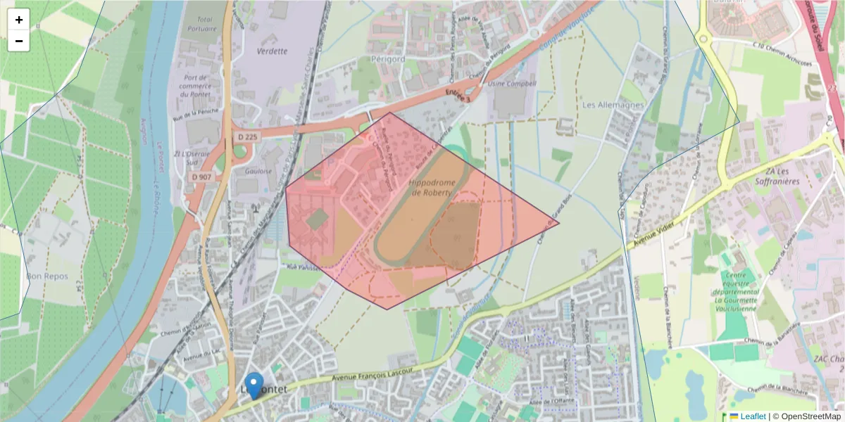 Carte de la zone du code postal  et des codes postaux voisins en France