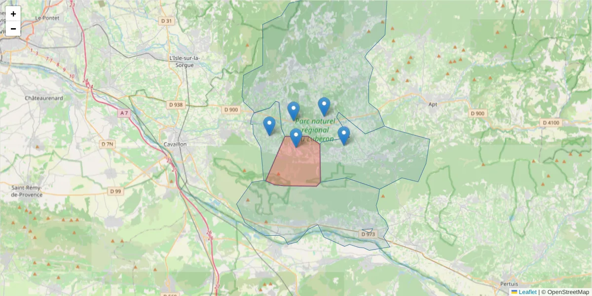 Carte de la zone du code postal  et des codes postaux voisins en France