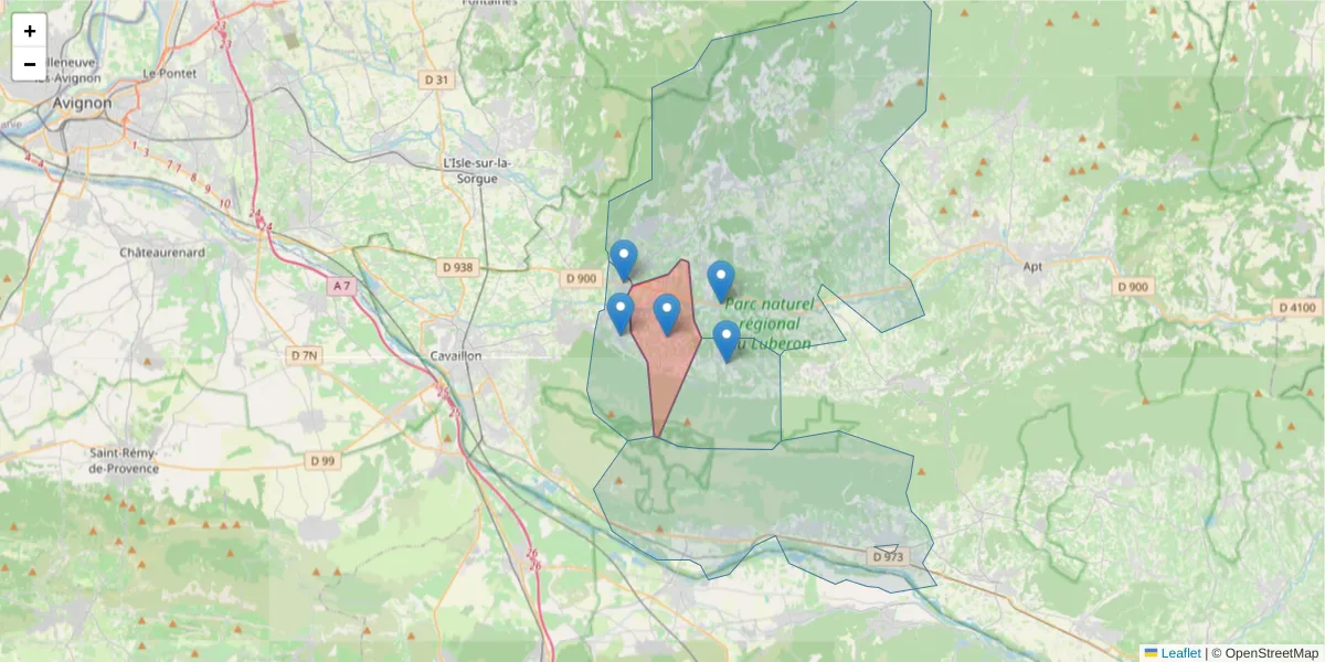 Carte de la zone du code postal  et des codes postaux voisins en France